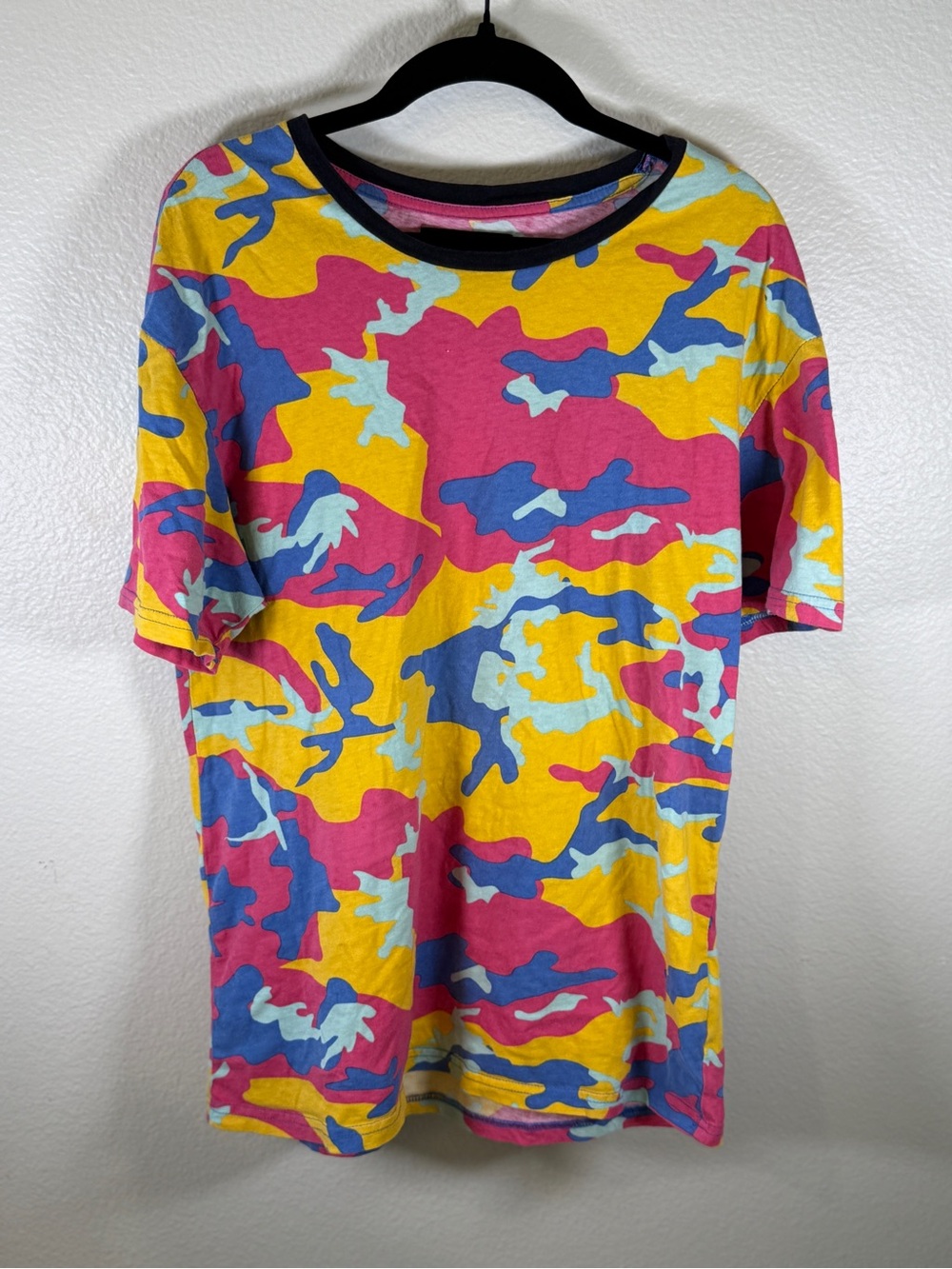 PacSun Men's Colorblock Camo Short Sleeve Tee - Yellow, Pink & Blue